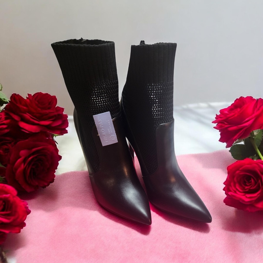Dolores Elegant Black Stiletto Sock Booties
